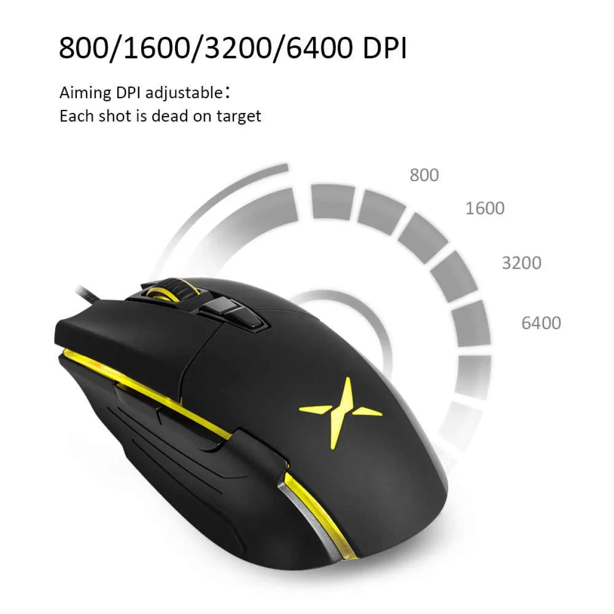 ماوس ألعاب Delux M522 سلكي بدقة 6400 DPI و7 أزرار وإضاءة RGB - Image 3