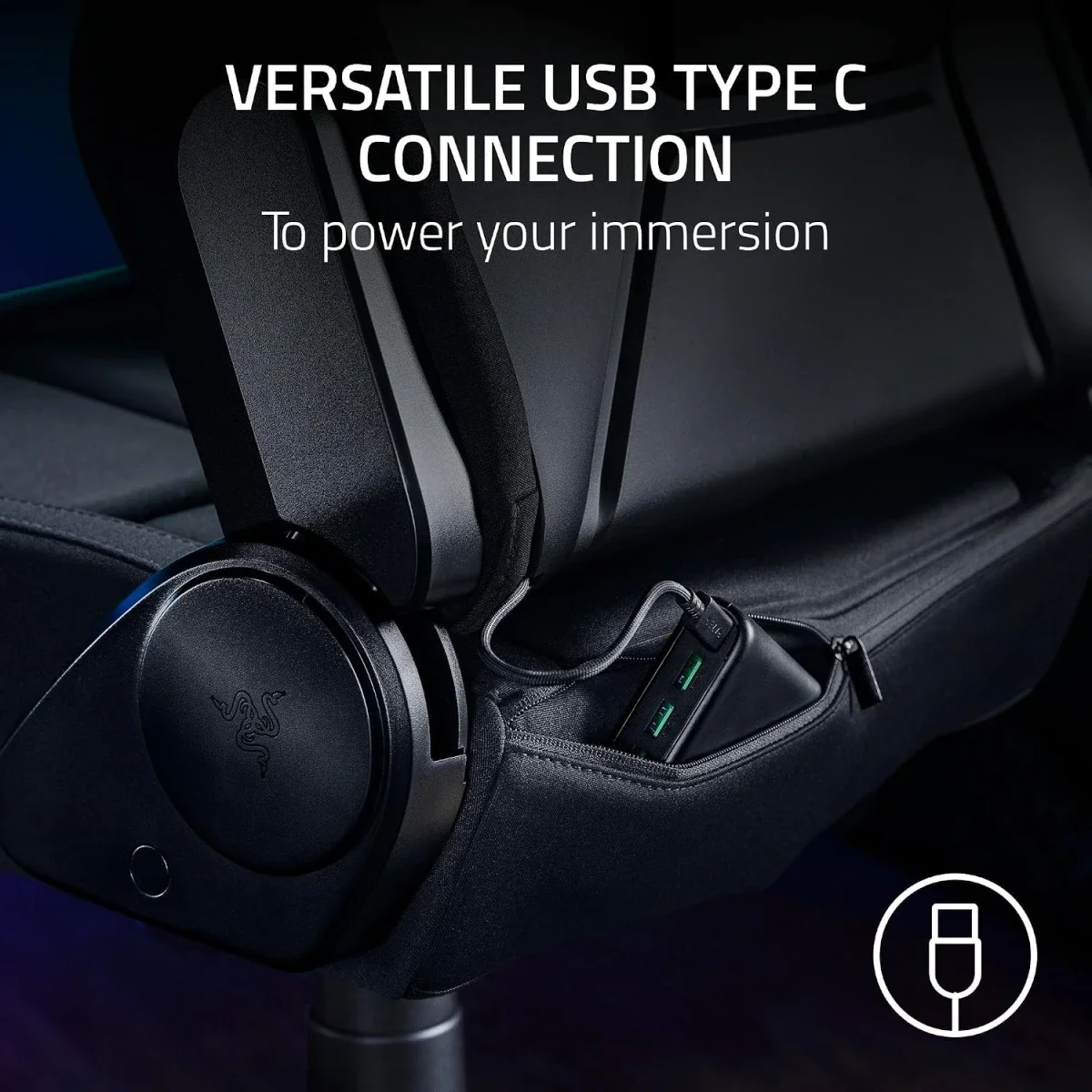 كرسي ألعاب Razer Soma Chroma قماش أسود بإضاءة RGB لاسلكية، دعم قطني، إسفنج مزدوج الكثافة وإمالة 155° - Image 6