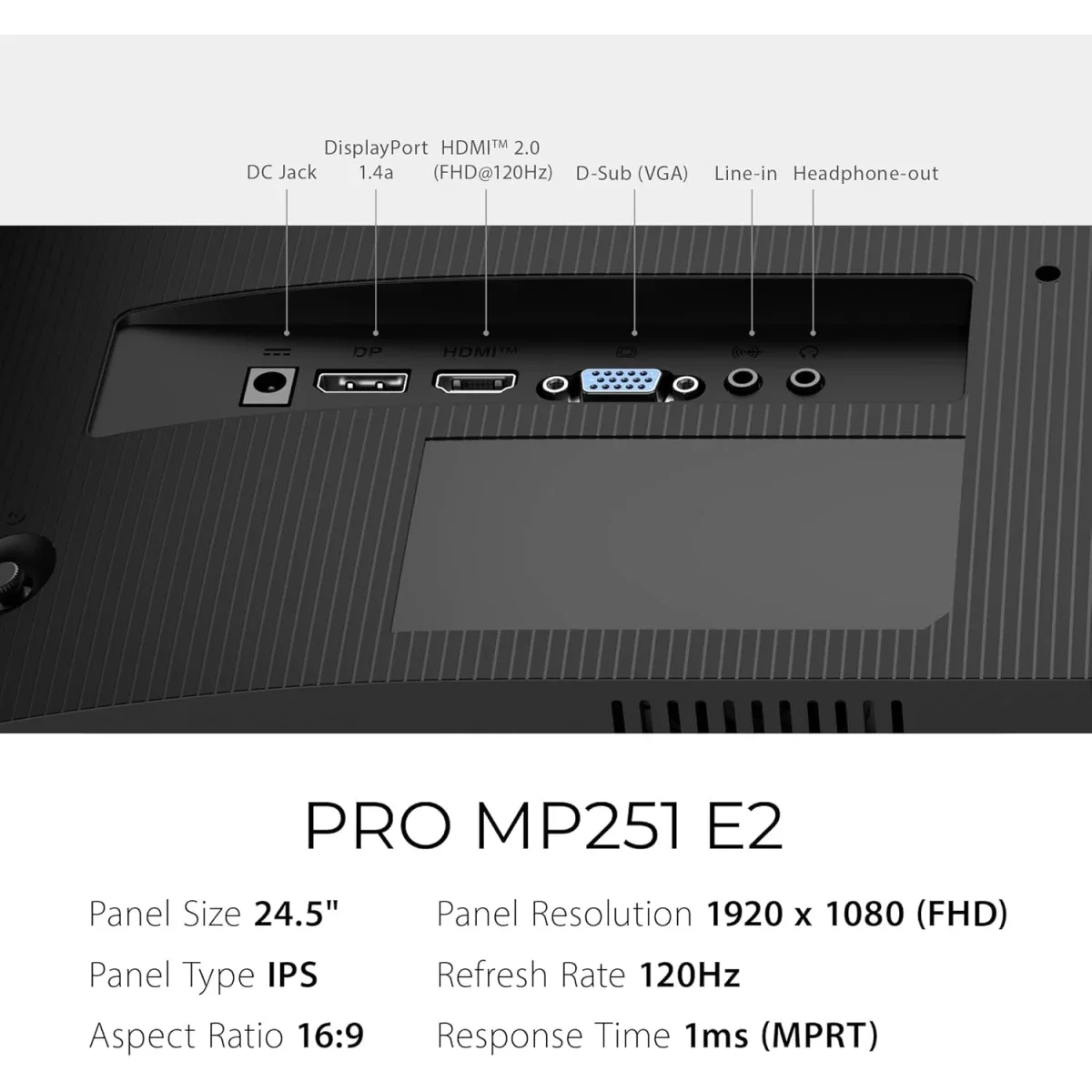 MSI 25-Inch IPS Full HD 120Hz 1ms Business Monitor PRO MP251W E2 - White - Thumbnail 8