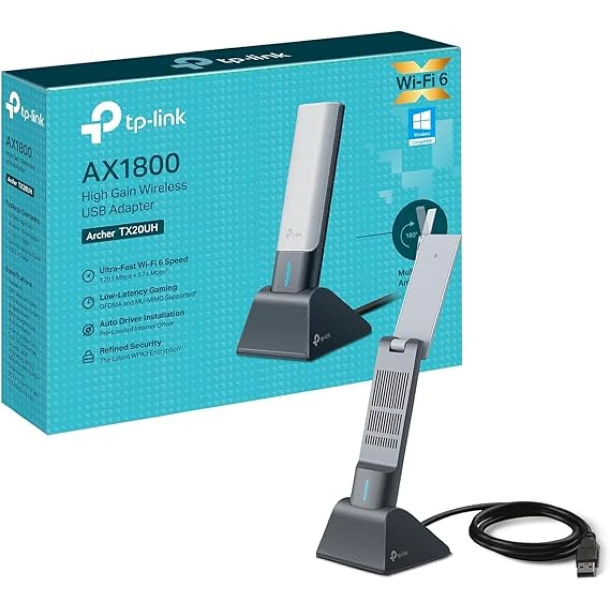 محول USB TP-LINK Archer TX20UH واي فاي 6 AX1800 ثنائي النطاق