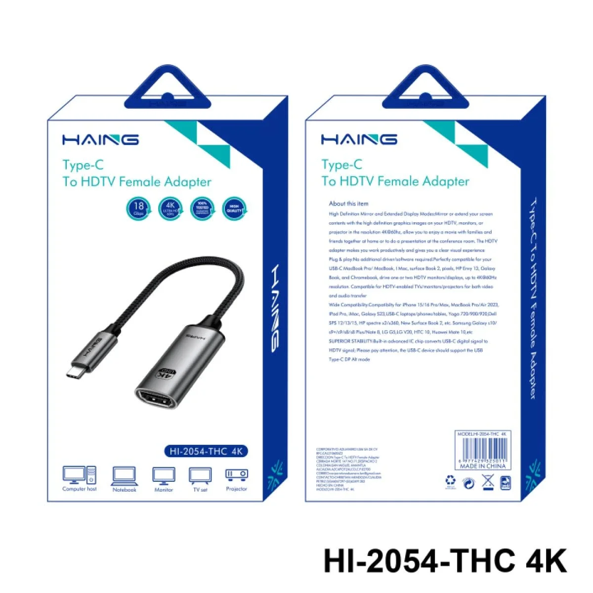 HAING HI-2054-THC USB-C to HDMI Female Adapter 4K 60Hz - Image 2