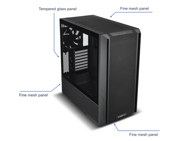 LIAN LI LANCOOL 216RW Mid-Tower Mesh High Airflow ARGB Case with 3 PWM Fans USB Type-C White - Image 7