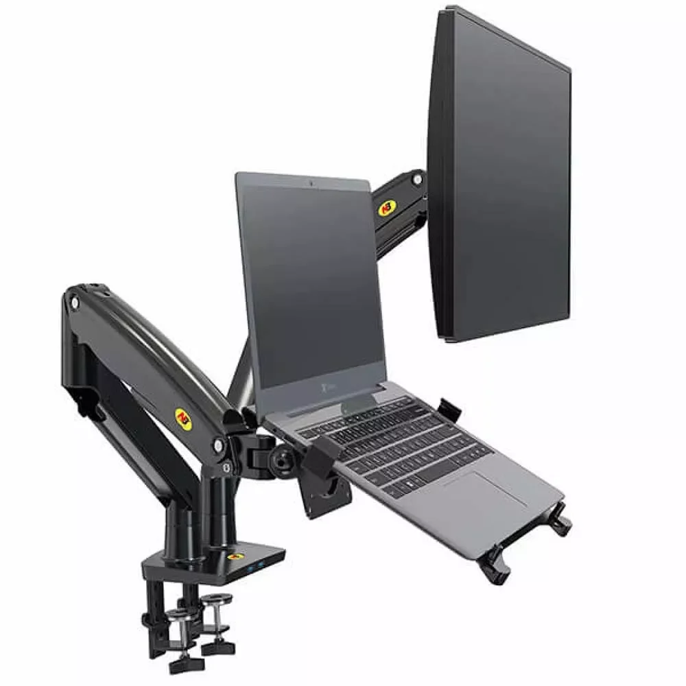 North Bayou F160-FP 2-in-1 Dual Desk Mount for 13–17-inch Laptop and 17–32-inch Monitor