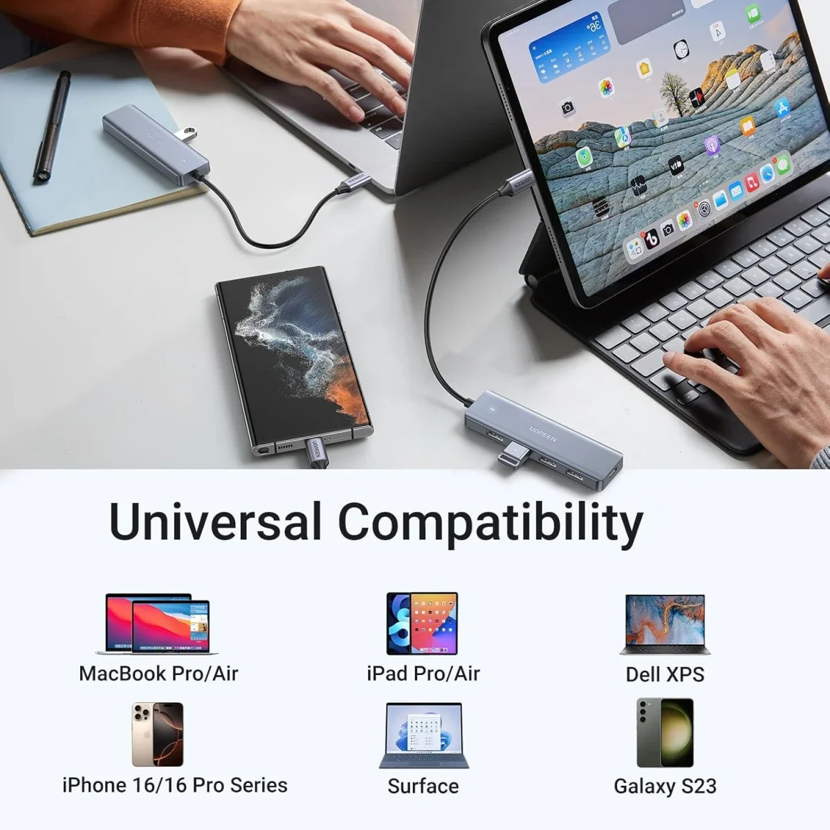 موزع Ugreen USB-C إلى 4 منافذ USB 3.0 بسرعة 5Gbps - Thumbnail 7
