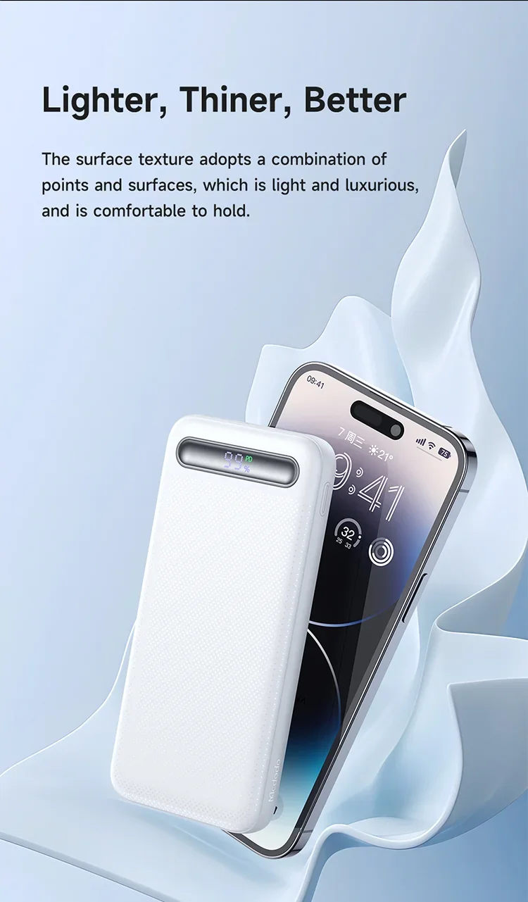 Mcdodo MC-3882 10000mAh Power Bank with Digital Display, 22.5W, USB-C & Dual USB-A - Blue - Thumbnail 9