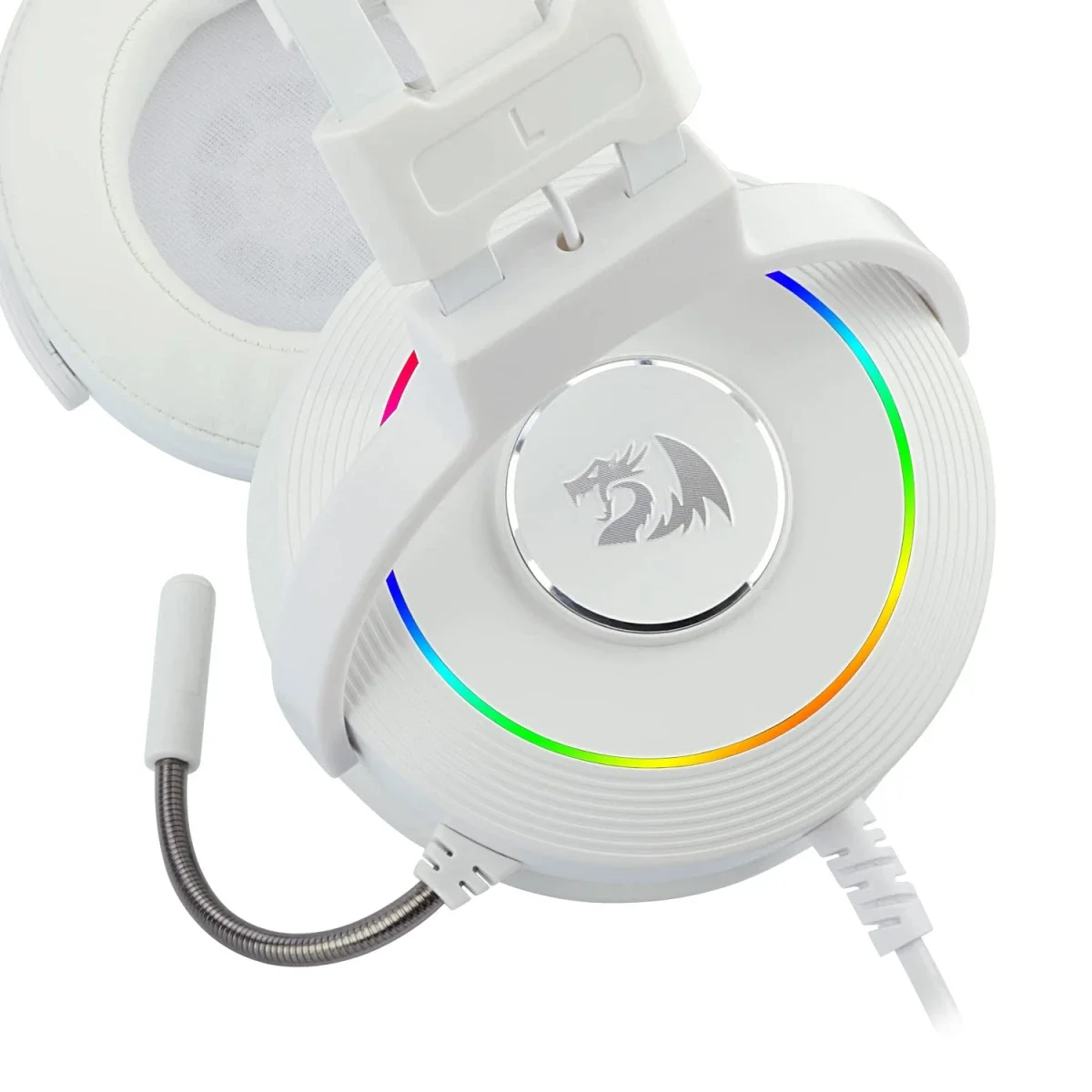 سماعة ألعاب Redragon H320 Lamia بيضاء USB بصوت محيطي افتراضي 7.1 وحامل RGB - Image 5