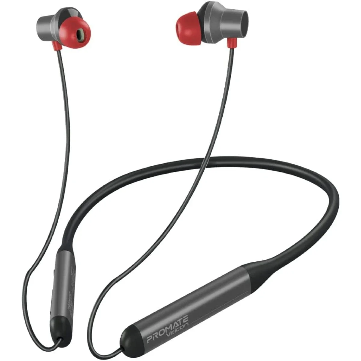 Promate Velcon Wireless ANC Neckband Earphones, IPX4, 35H Playtime - Black