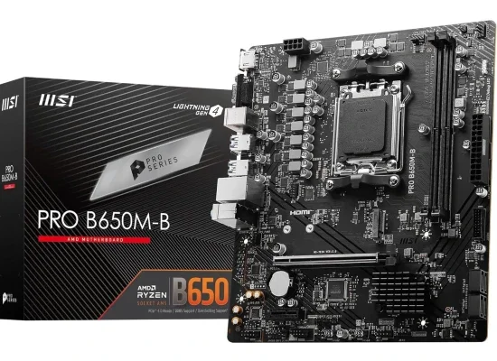 لوحة أم MSI PRO B650M-B بشريحة B650، مقاس Micro-ATX، مقبس AM5، DDR5، PCIe 4.0، منفذ M.2 Gen4 واحد، LAN 2.5G