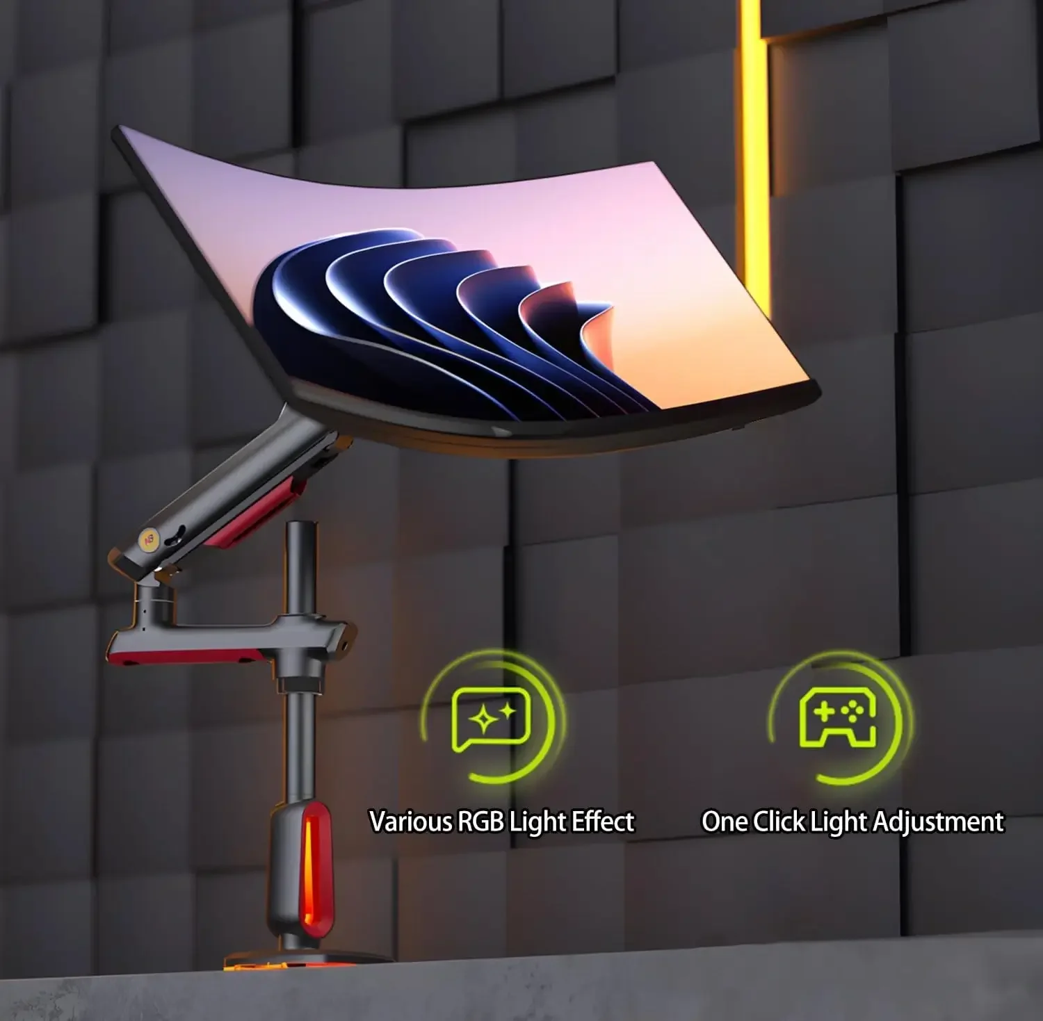 North Bayou L70 Gaming RGB Monitor Arm Desk Mount for 32-inch to 60-inch Monitors - Image 9