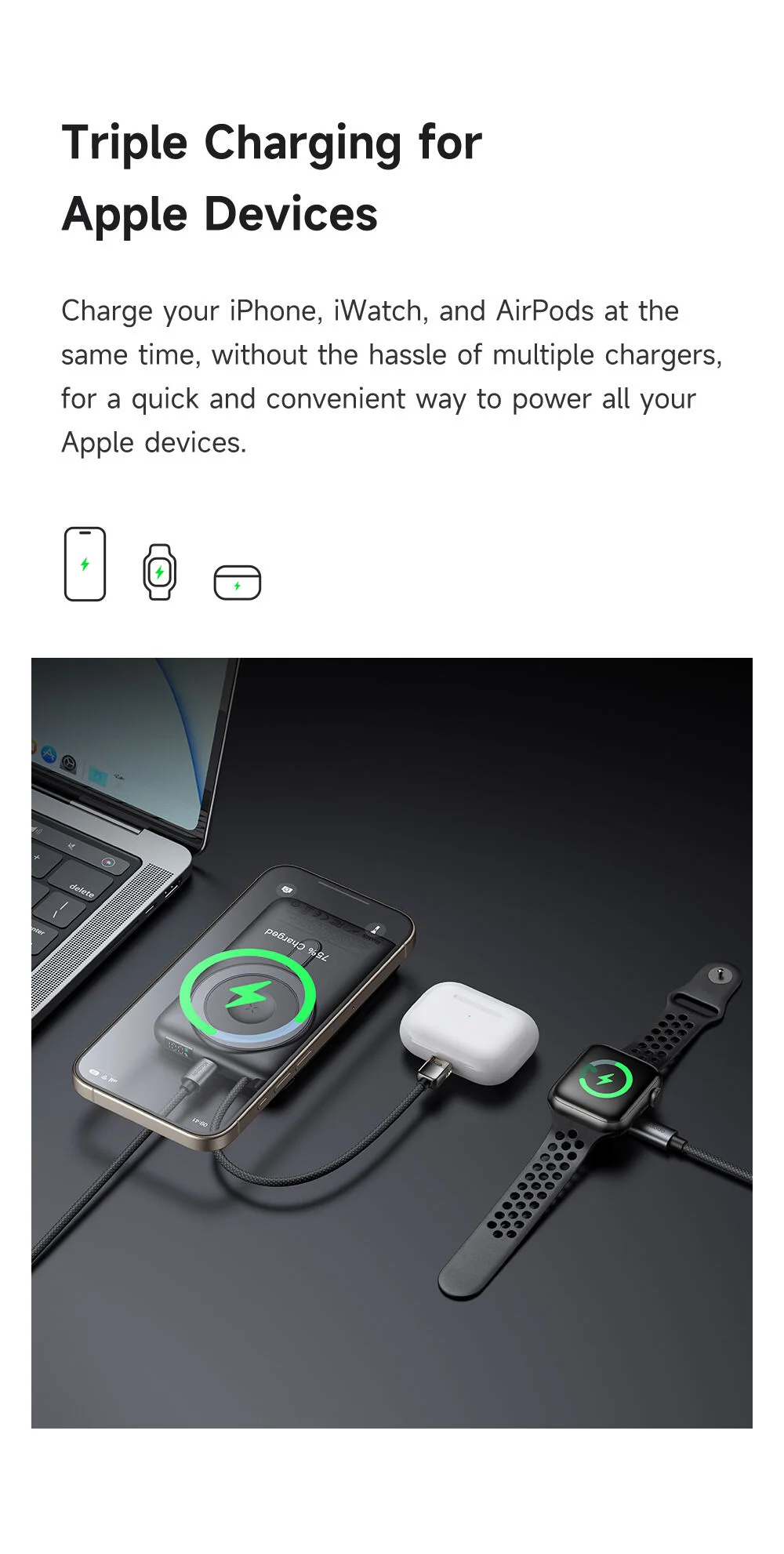 Mcdodo MC-6320 Magnetic Power Bank 10000mAh 20W with Digital Display, USB-C Cable & Stand - Black - Thumbnail 15
