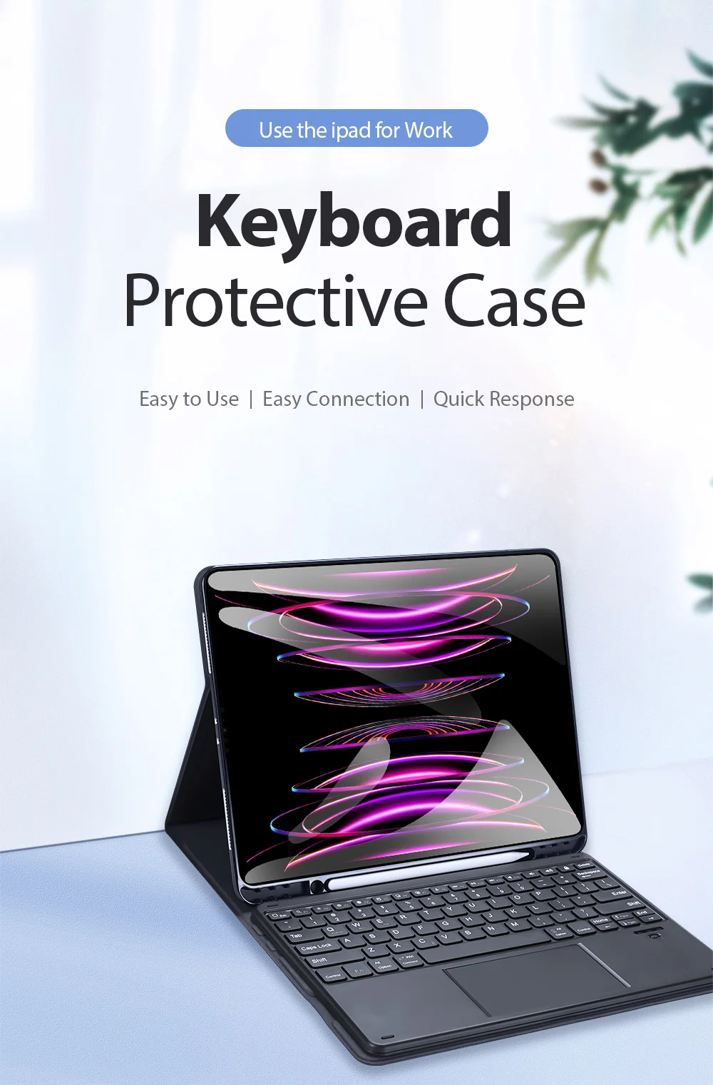 جراب لوحة مفاتيح DUX DUCIS TK Series بلوتوث جلدي مع لوحة لمس لجهاز iPad Pro مقاس 12.9 إنش (2020/2021/2022)، تخطيط إنجليزي - أسود - Thumbnail 8
