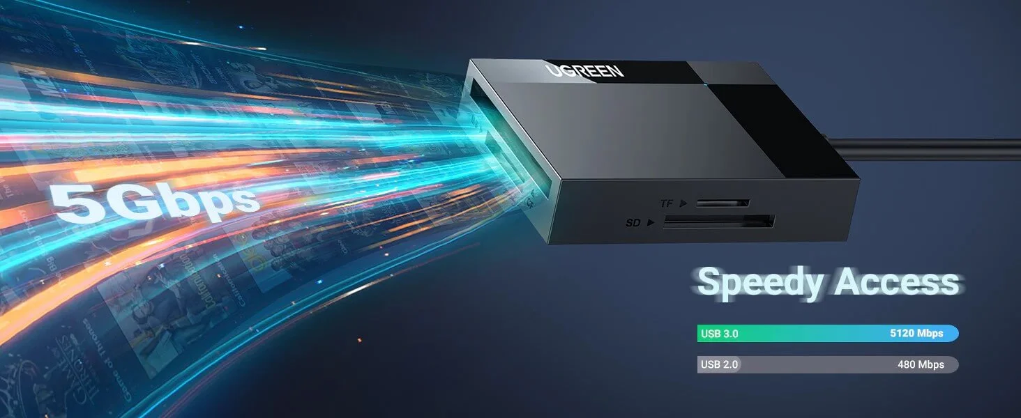 قارئ بطاقات Ugreen 30333 ‏4 في 1 USB 3.0 SD/TF - Thumbnail 3