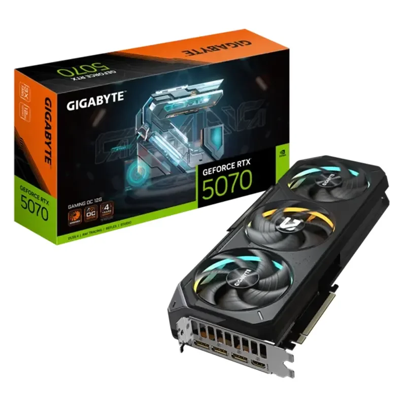 كرت شاشة GIGABYTE GeForce RTX 5070 GAMING OC 12G GDDR7 بمعمارية NVIDIA Blackwell وDLSS 4 – GV-N5070GAMING OC-12GD