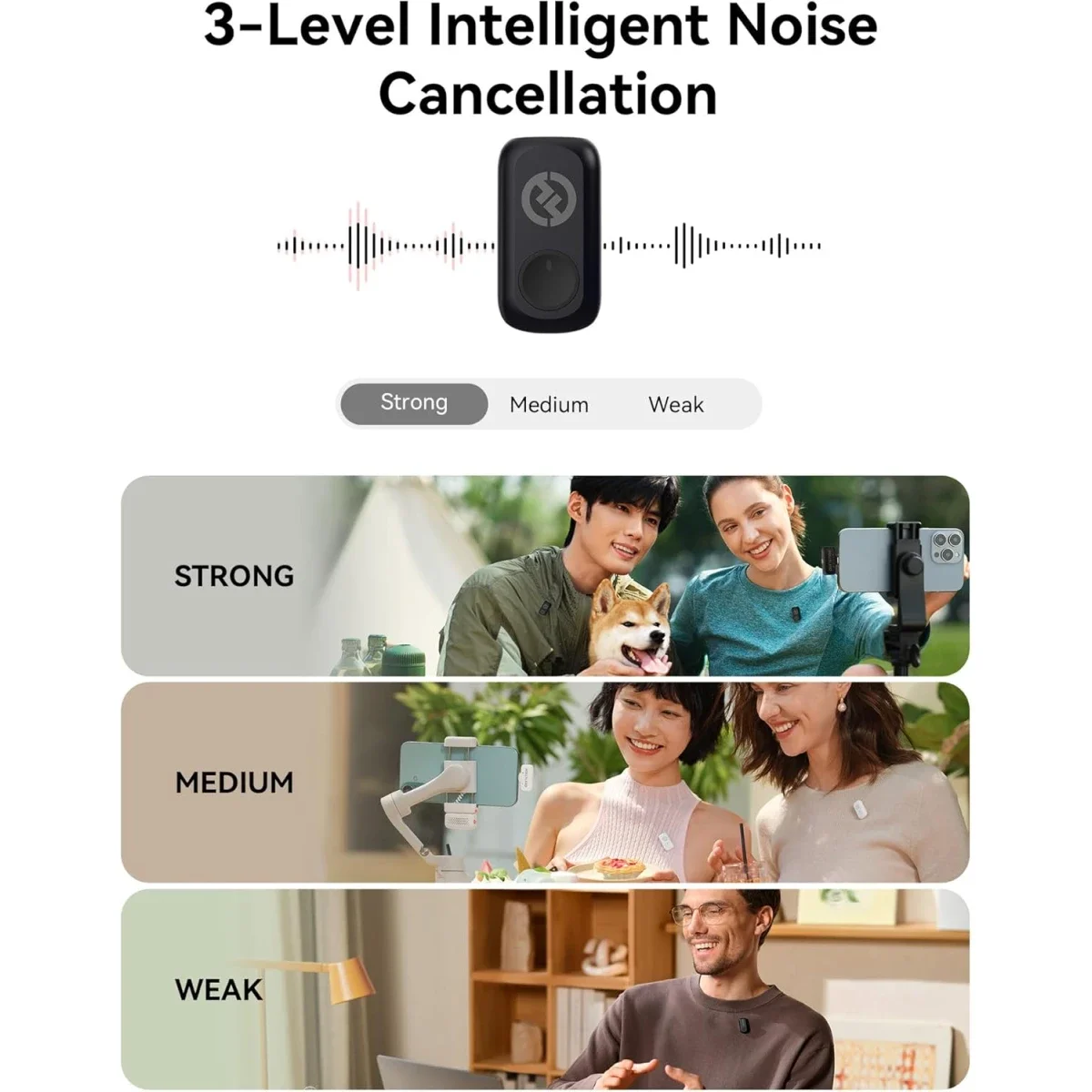 ميكروفون لاسلكي Hollyland Lark A1 Duo مع مستقبل USB-C، 48kHz/24-bit، أسود - Image 7
