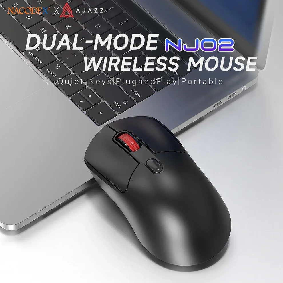 ماوس AJAZZ NJ02 لاسلكي بأزرار هادئة – 2.4G وبلوتوث – أسود - Image 8