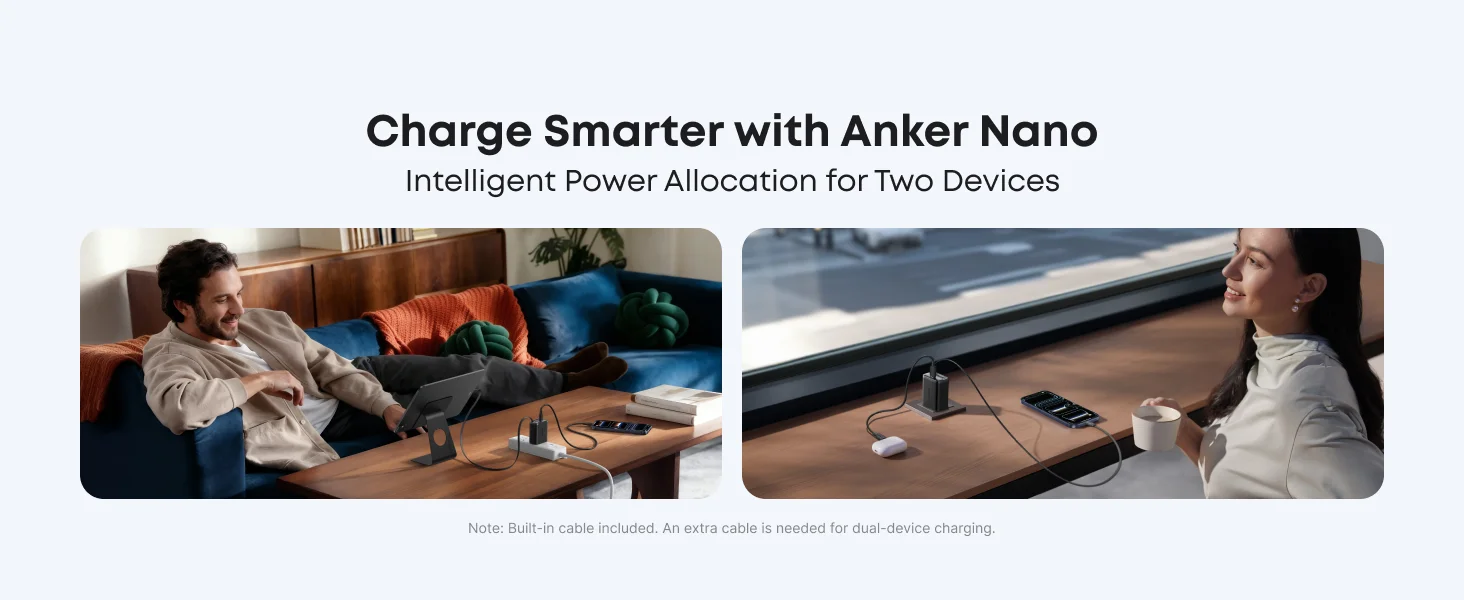 شاحن Anker A2658 Nano بقدرة 35 واط بمنفذي USB-C وكابل قابل للسحب - أسود - Thumbnail 16