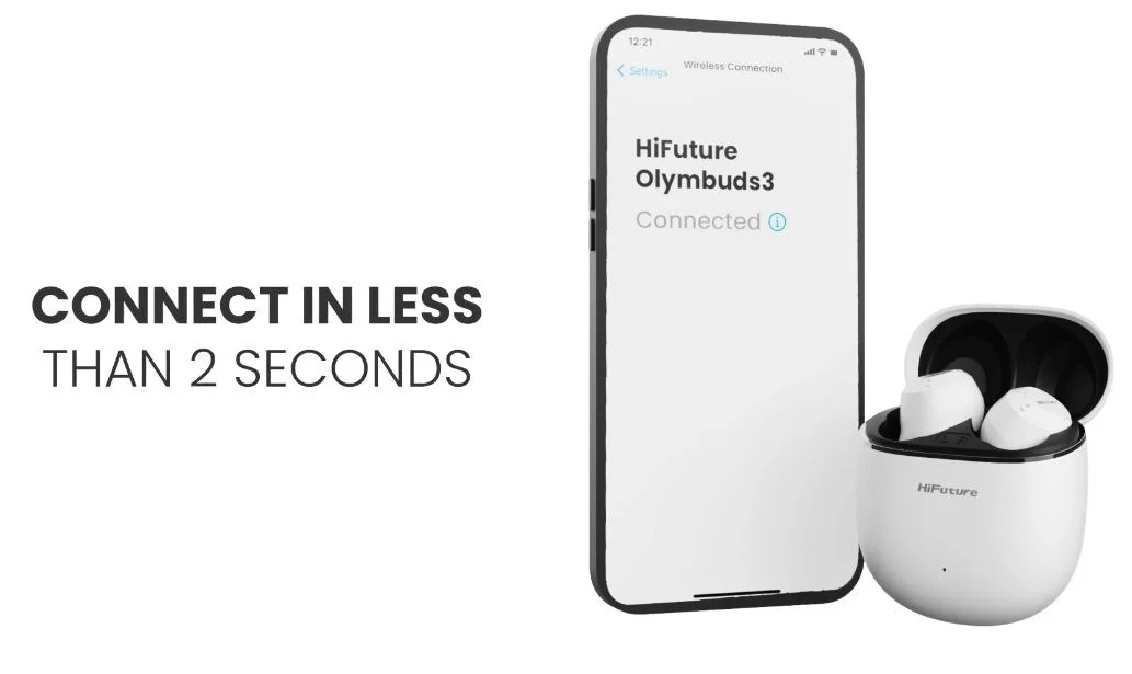 سماعات أذن لاسلكية HiFuture OlymBuds3 بوقت تشغيل 25 ساعة وBluetooth 5.3 وIPX5، أسود - Image 9