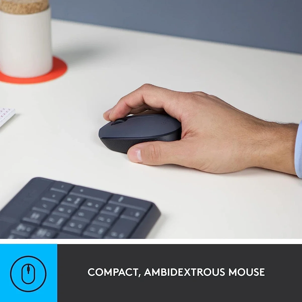 مجموعة لوحة مفاتيح وفأرة لاسلكية Logitech MK235 بتخطيط عربي/إنجليزي، أسود - Image 3