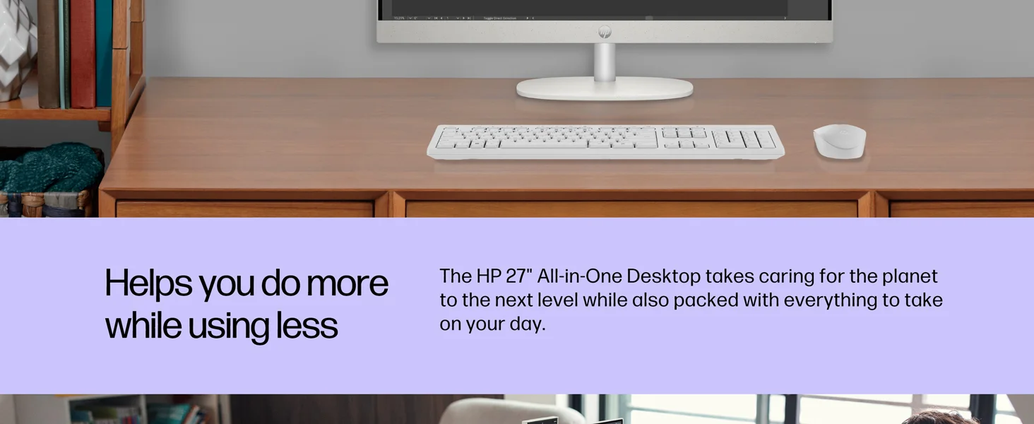 كمبيوتر الكل في واحد HP 27-cr0023ne PC مقاس 27 إنش Full HD IPS بمعالج Intel Core i5-1335U وذاكرة 16GB وتخزين 512GB SSD لون أبيض - Thumbnail 11