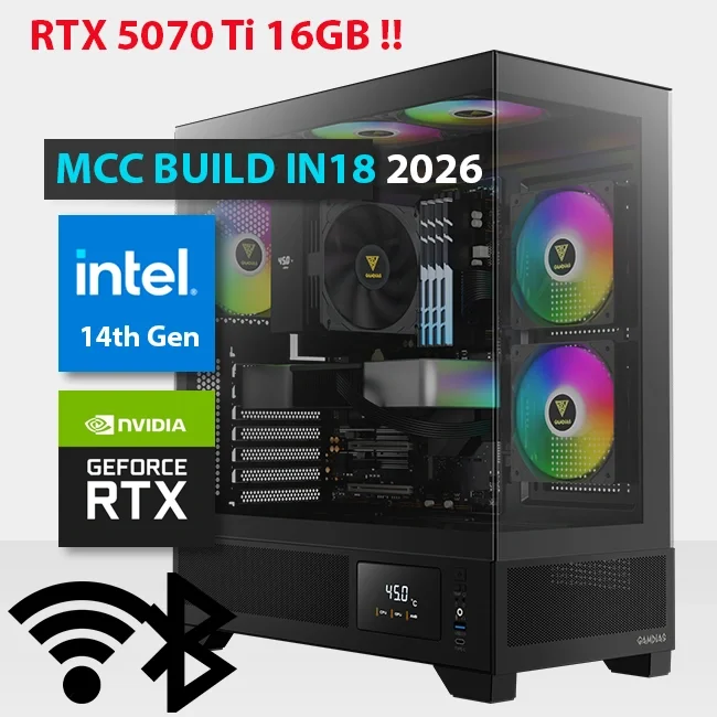 MIDAS Gaming PC Build MCC IN18-26 Intel Core i7-14700KF RTX 5070 Ti 32GB RAM 1TB SSD - Image 1