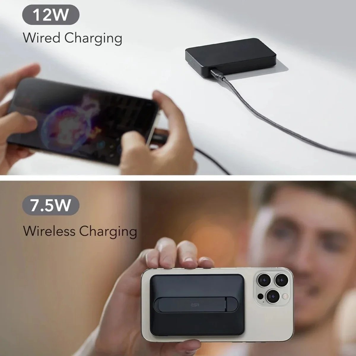 ESR MagSafe Power Bank with Kickstand 6000mAh for iPhone 16/15/14/13/12 - Black - Thumbnail 4