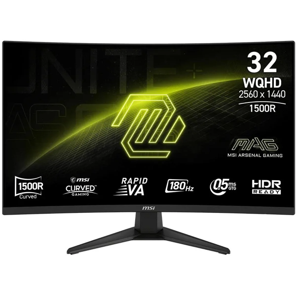 شاشة ألعاب MSI منحنية 32 إنش QHD، 180 هرتز، 0.5 مللي ثانية، Rapid VA، MAG 321CQF E18