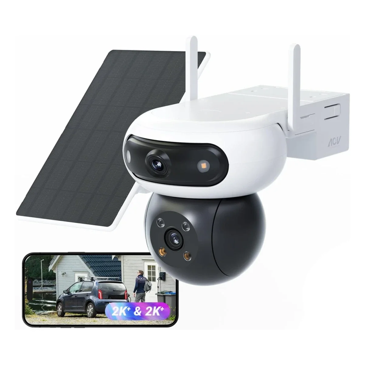 Ezviz CB90 Dual Kit Dual-Lens 2K+ Outdoor Wi-Fi 6 Camera with 8W Solar Panel
