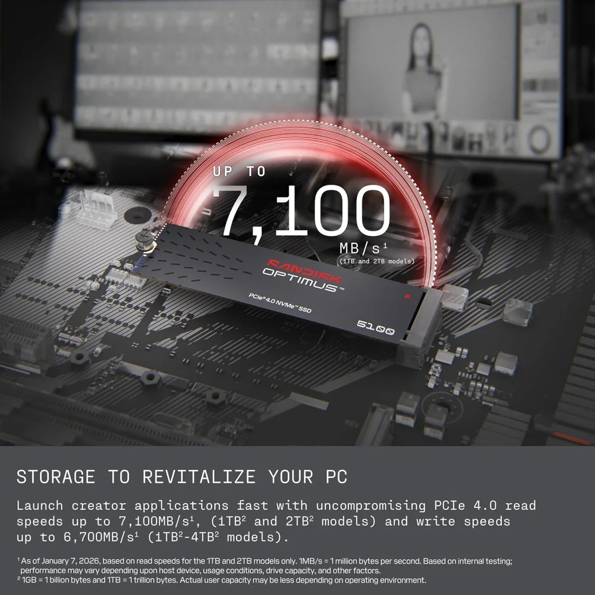 SanDisk Optimus 5100 1TB PCIe 4.0 NVMe M.2 2280 Internal SSD, Up to 7100MB/s - Image 2