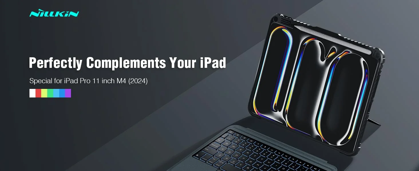 جراب Nillkin iPad Pro 11 إنش M4 مع لوحة مفاتيح عربية/إنجليزية بإضاءة خلفية ولوحة تتبع - أسود - Thumbnail 10