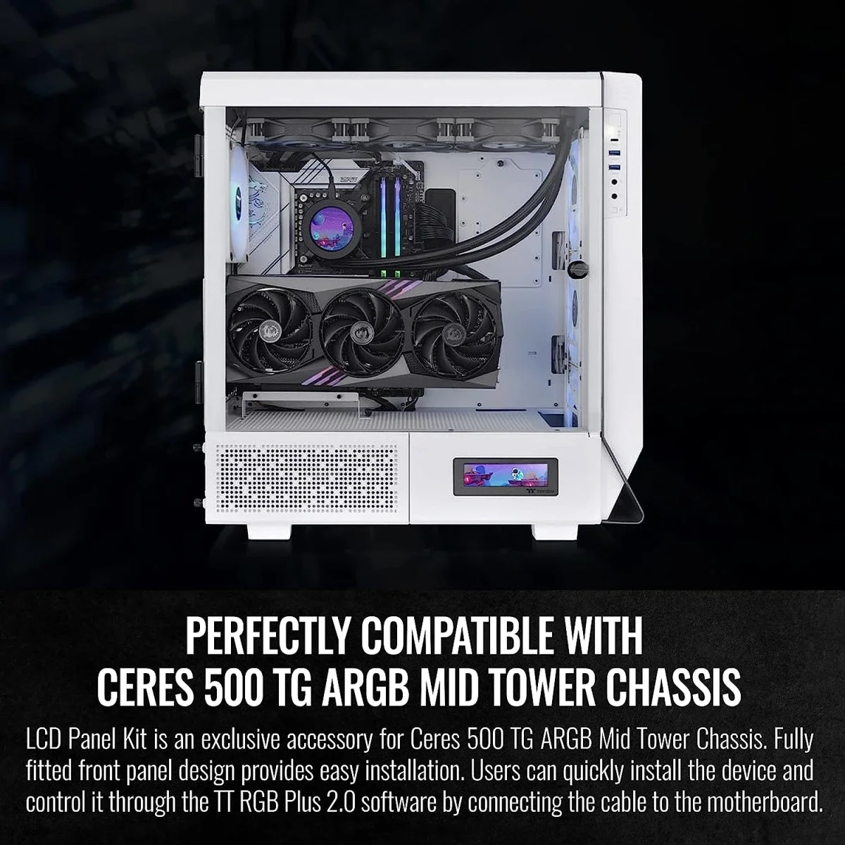 طقم لوحة LCD لهيكل الكمبيوتر Thermaltake Ceres 500 مقاس 3.9 إنش باللون الأبيض - Thumbnail 3