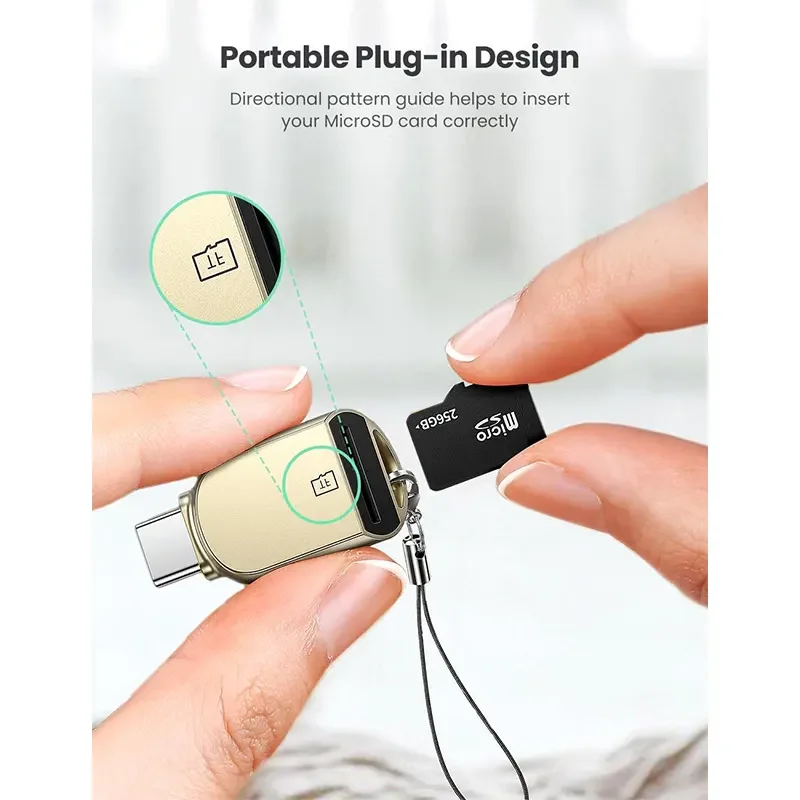 قارئ بطاقات Ugreen 80124 من USB-C إلى Micro SD بهيكل من سبيكة الزنك - Image 2