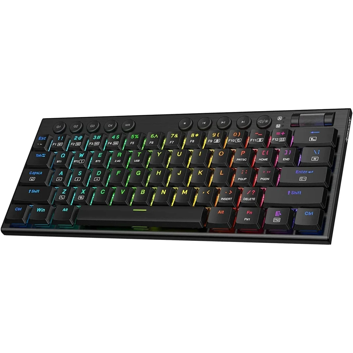 كيبورد Redragon K632 Noctis ميكانيكي 60% سلكي RGB منخفض الارتفاع بمفاتيح Red خطية - Thumbnail 2