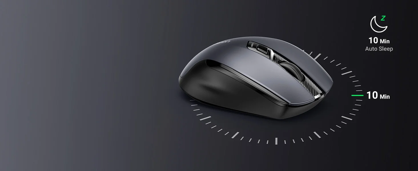 Ugreen Ergonomic Wireless Mouse 2.4GHz + Bluetooth, 4000 DPI, Silent Click, Black - Thumbnail 16