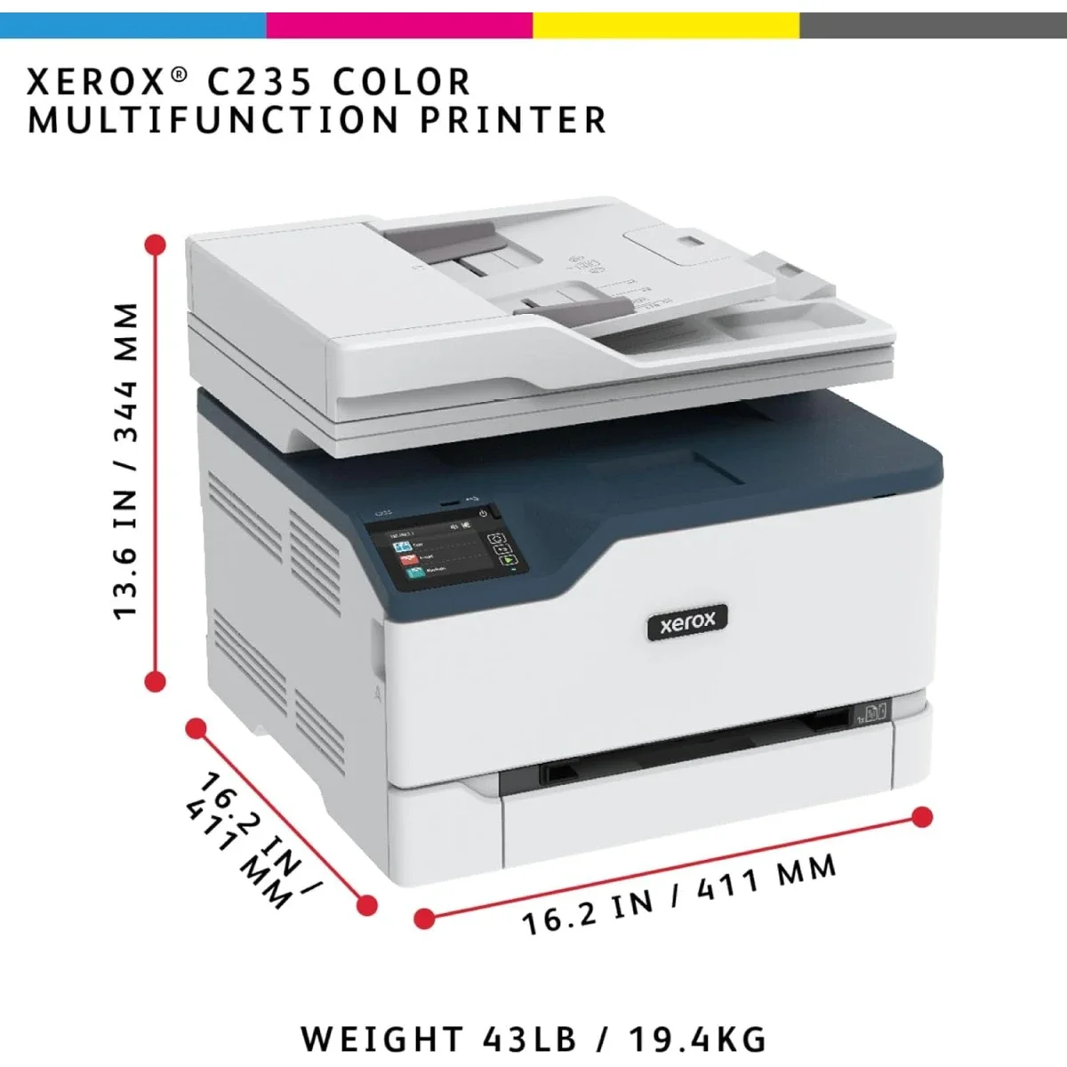 طابعة متعددة الوظائف ليزر ملونة Xerox C235 مقاس A4 لاسلكية مزدوجة 4 في 1 حتى 24 ppm باللون الأبيض - Image 4