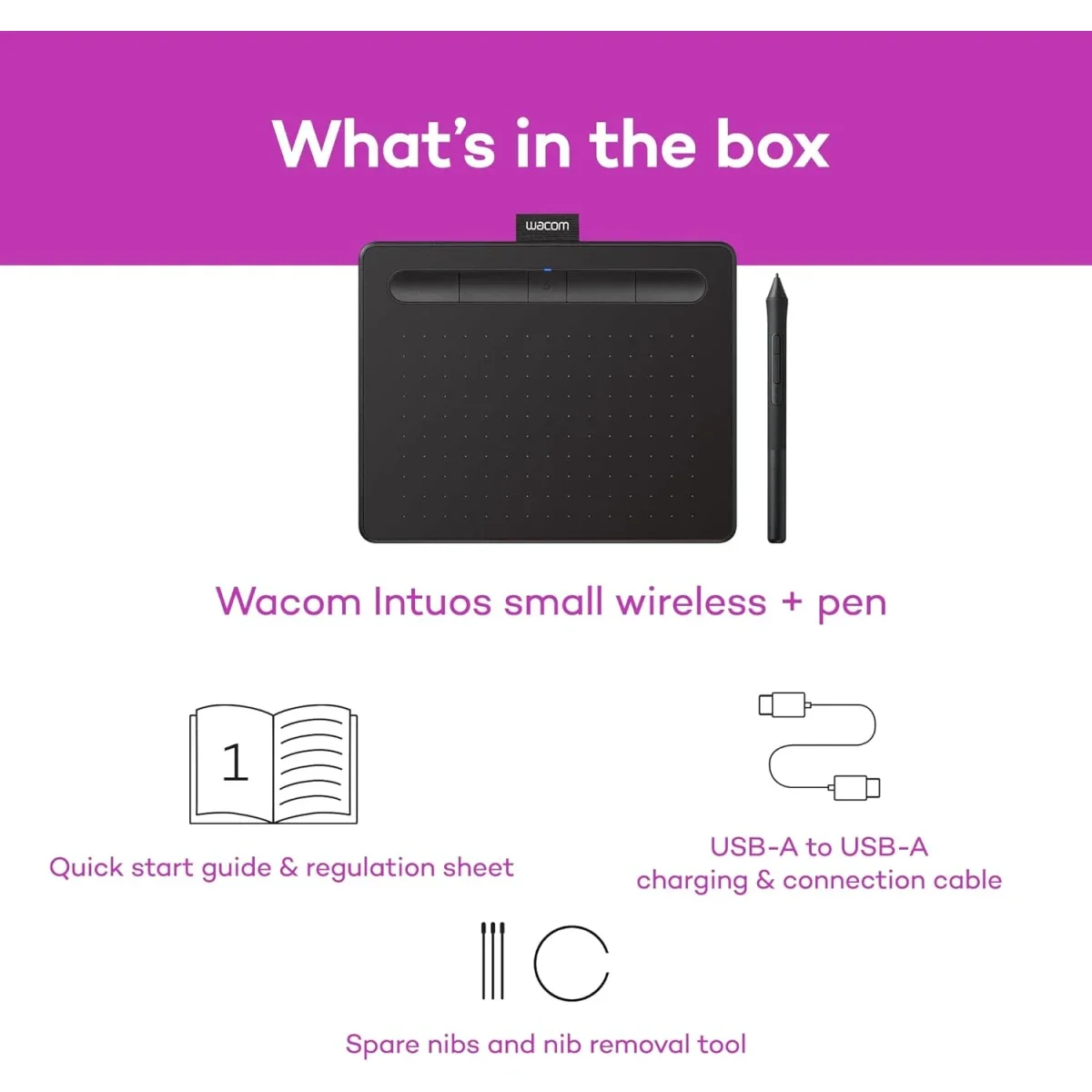 لوح رسم Wacom Intuos صغير بتقنية Bluetooth مع 4 مفاتيح ExpressKeys - أسود - Thumbnail 9