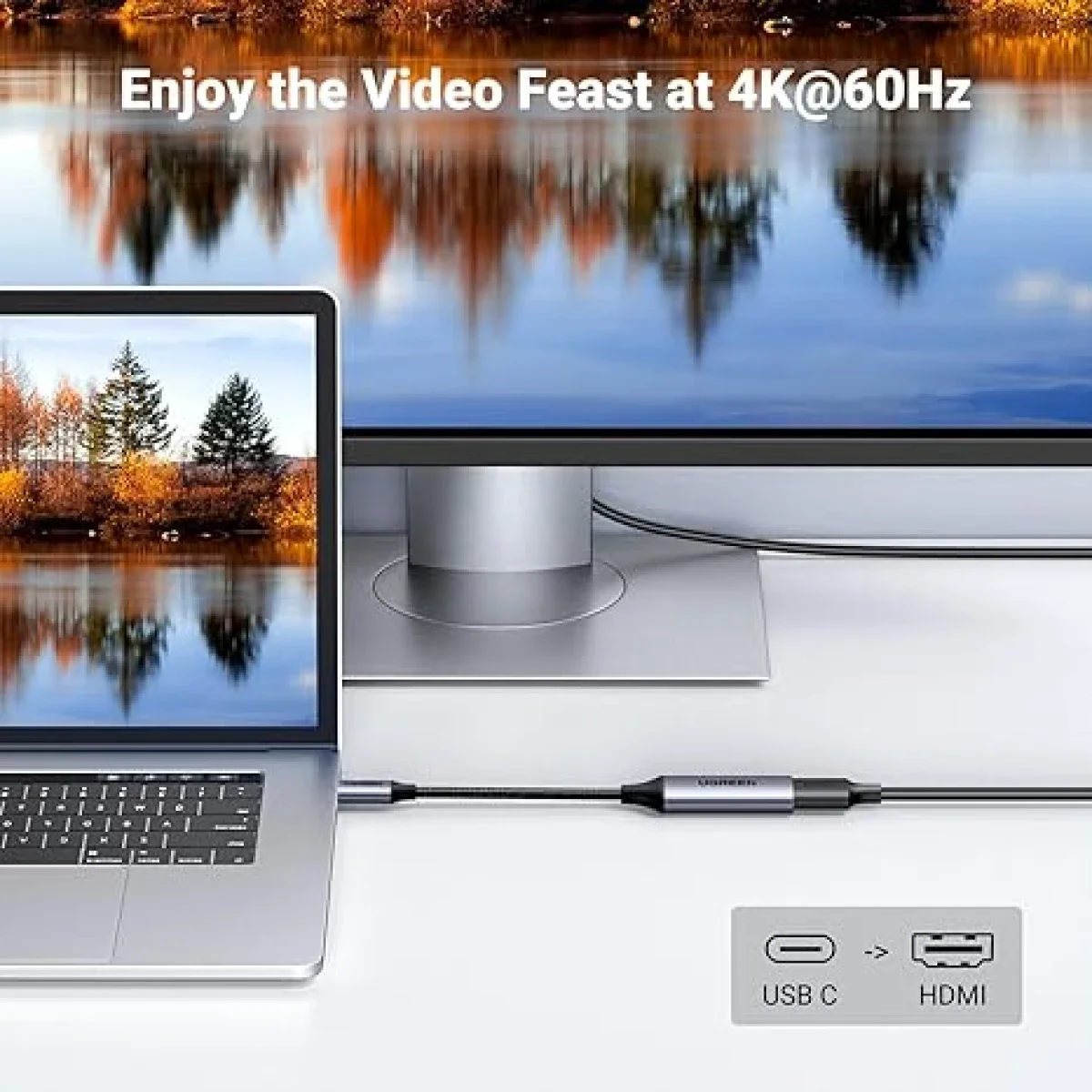 كابل محول Ugreen من USB-C إلى HDMI بدقة 4K ومعدل 60Hz من الألومنيوم - Thumbnail 4