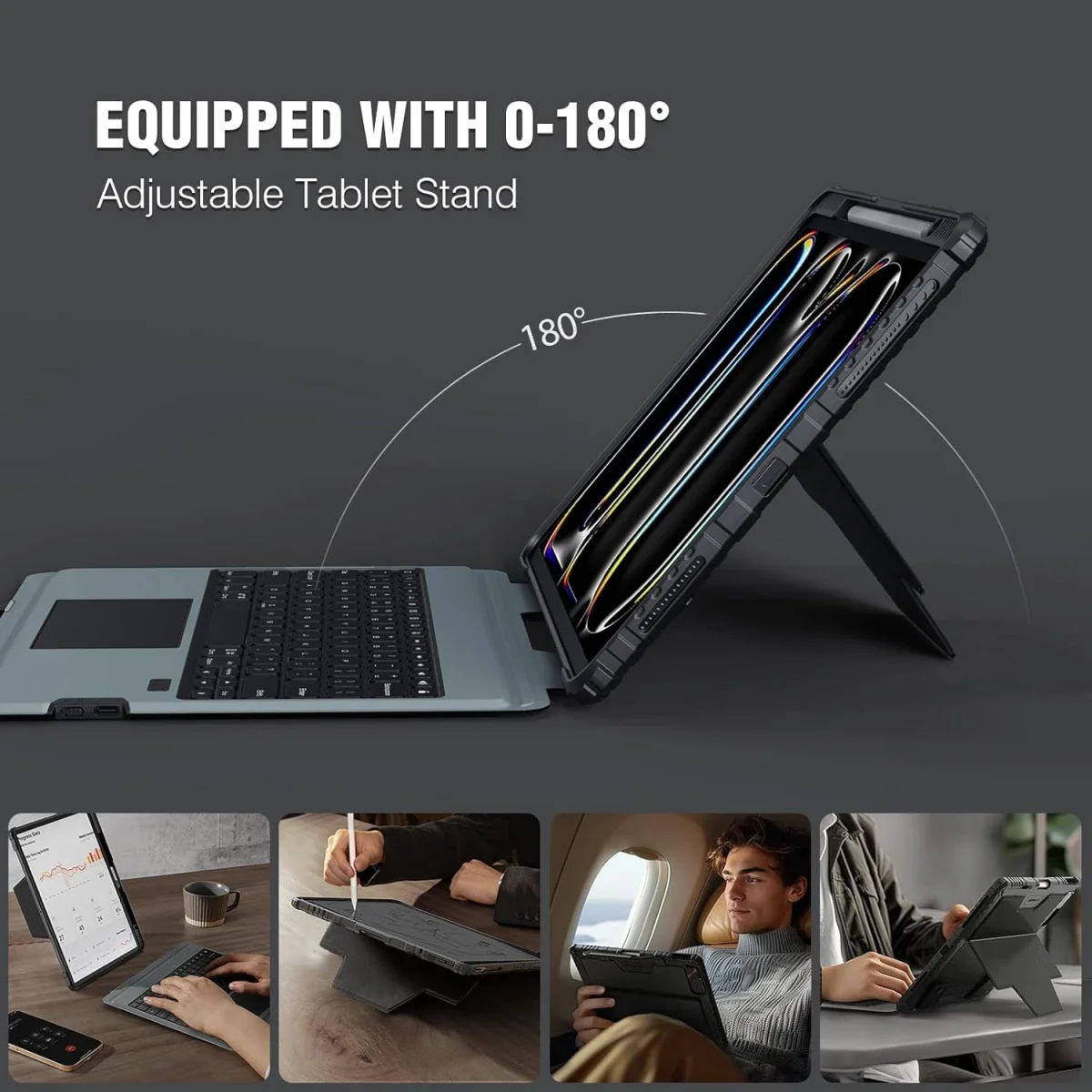 جراب لوحة مفاتيح Nillkin لجهاز iPad Pro 13 إنش M4 2024 مع لوحة تتبع - أسود - Thumbnail 3