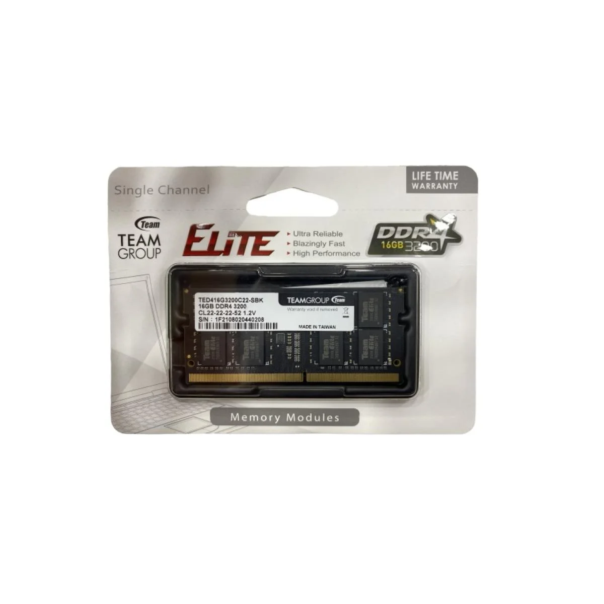 ذاكرة لابتوب TEAMGROUP ELITE SO-DIMM بسعة 16GB DDR4 بسرعة 3200MHz وCL22