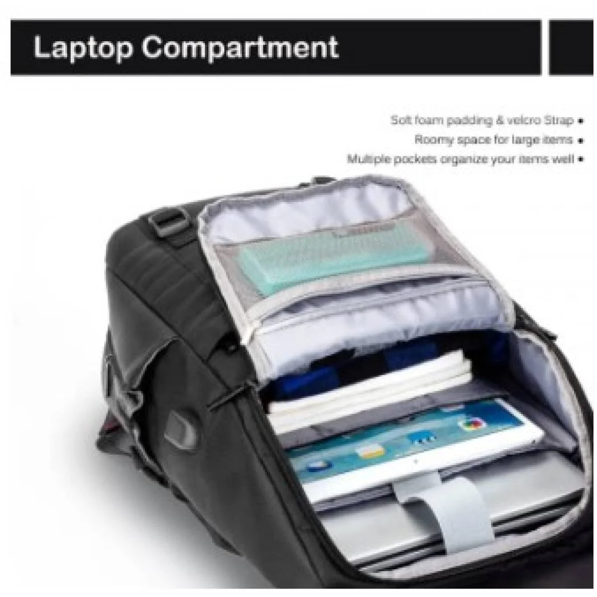 DTBG D-8226W Waterproof Laptop Backpack for Up to 17-inch Laptops with USB Charging Port - Black - Image 6