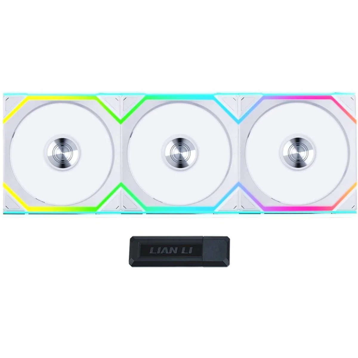 طقم مراوح كيس LIAN LI UNI FAN SL Wireless 120 ARGB ثلاثي باللون الأبيض