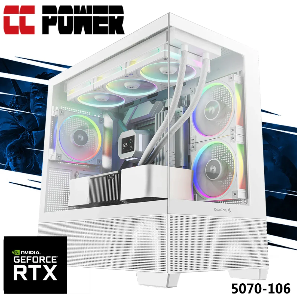 كمبيوتر عاب City Center Computers CC Power 5070-106 بمعالج Intel Core Ultra 5 225F وكرت RTX 5070 وذاكره 16GB وSSD سعه 1TB