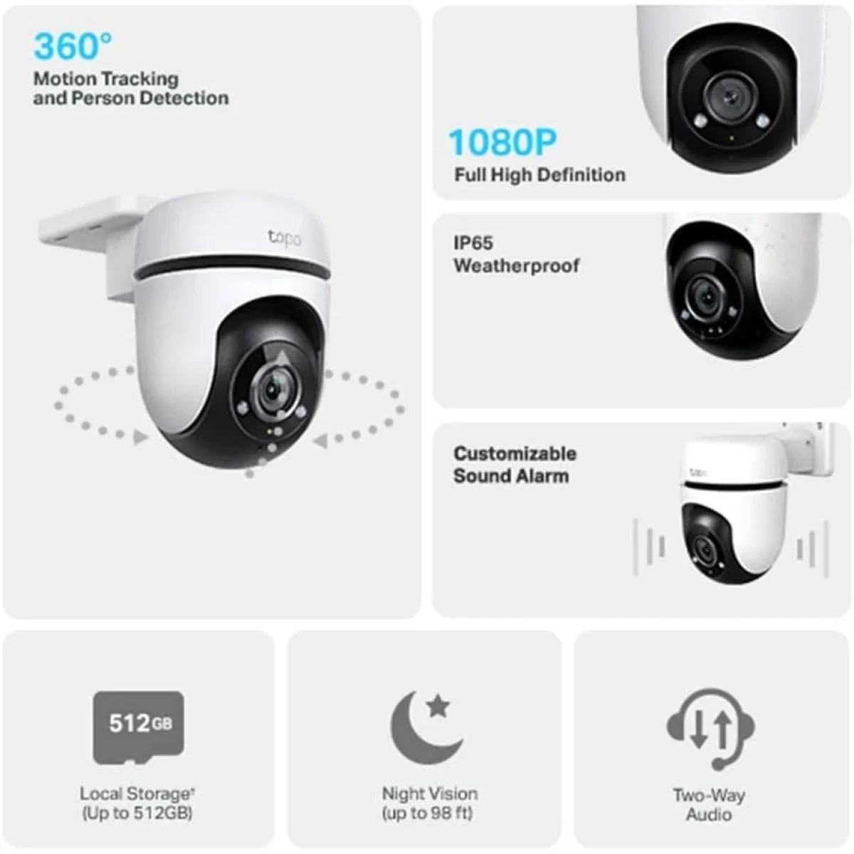 كاميرا مراقبة Wi‑Fi خارجية Pan/Tilt بدقة 1080p Full HD و2MP من TP-LINK Tapo C500 - Image 5