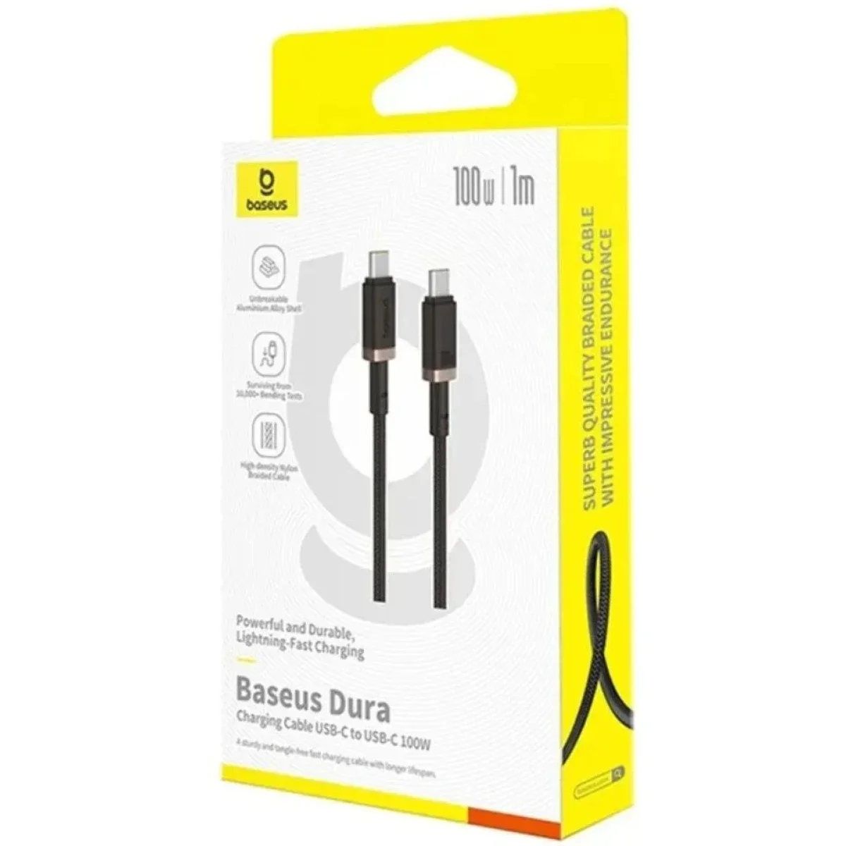 Baseus Dura Series USB-C to USB-C Fast Charging Cable 100W 1M Black - Thumbnail 3