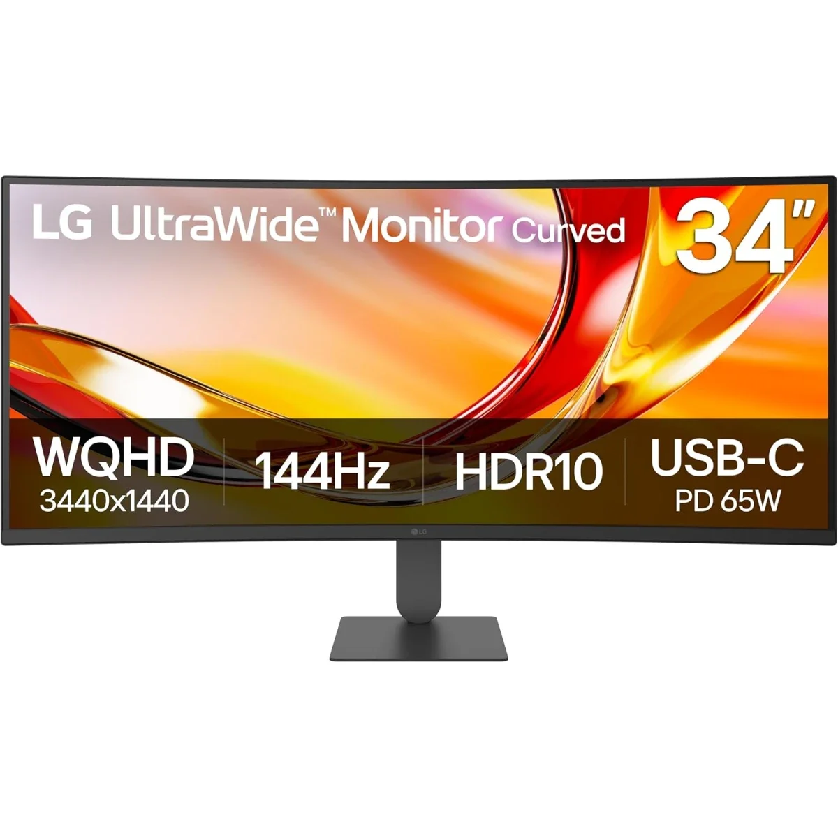 شاشة LG 34U640B منحنية UltraWide مقاس 34 إنش بدقة WQHD ولوحة VA وتردد 144 هرتز، سوداء