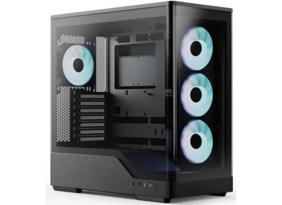 AeroCool P500A Black ARGB ATX Mid-Tower Panoramic Gaming Case with 4 Fans - Image 4