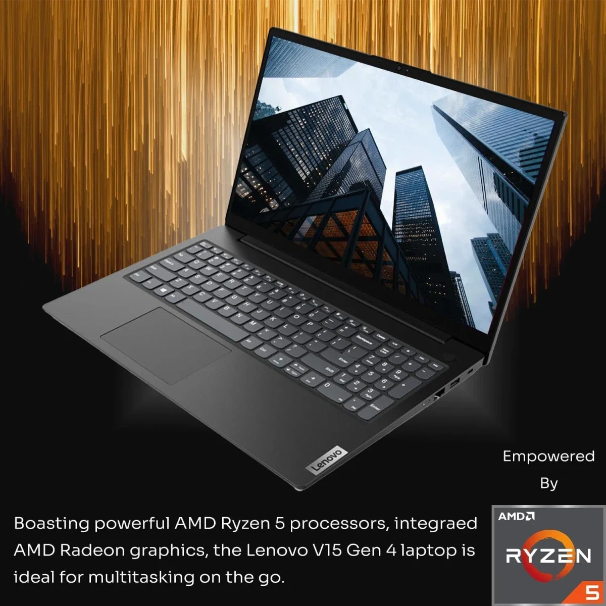 Lenovo V15 G4 2024 Laptop AMD Ryzen 5 7520U 16GB RAM 512GB SSD 15.6-inch FHD Black - Thumbnail 2