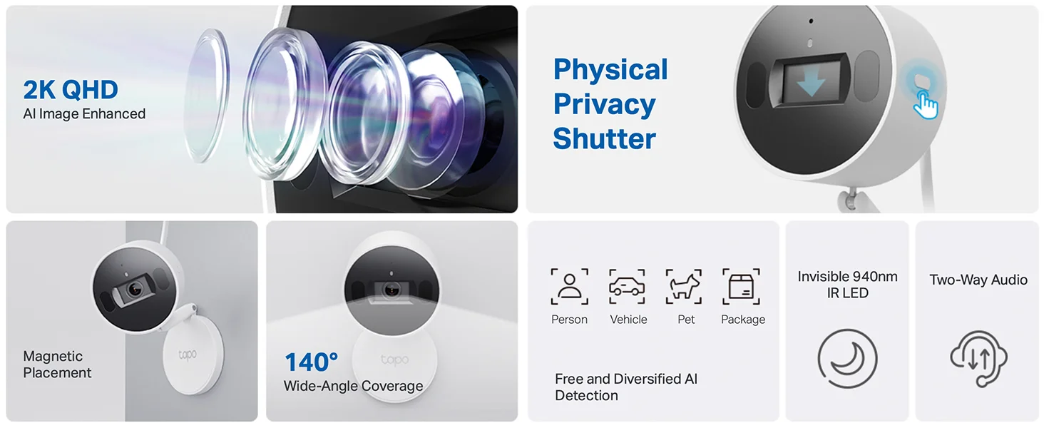 كاميرا مراقبة منزلية ذكية TP-LINK Tapo C125 بدقة 2K QHD مع زاوية 140° واتصال Wi‑Fi واكتشاف بالذكاء الاصطناعي وصوت ثنائي الاتجاه - Thumbnail 10