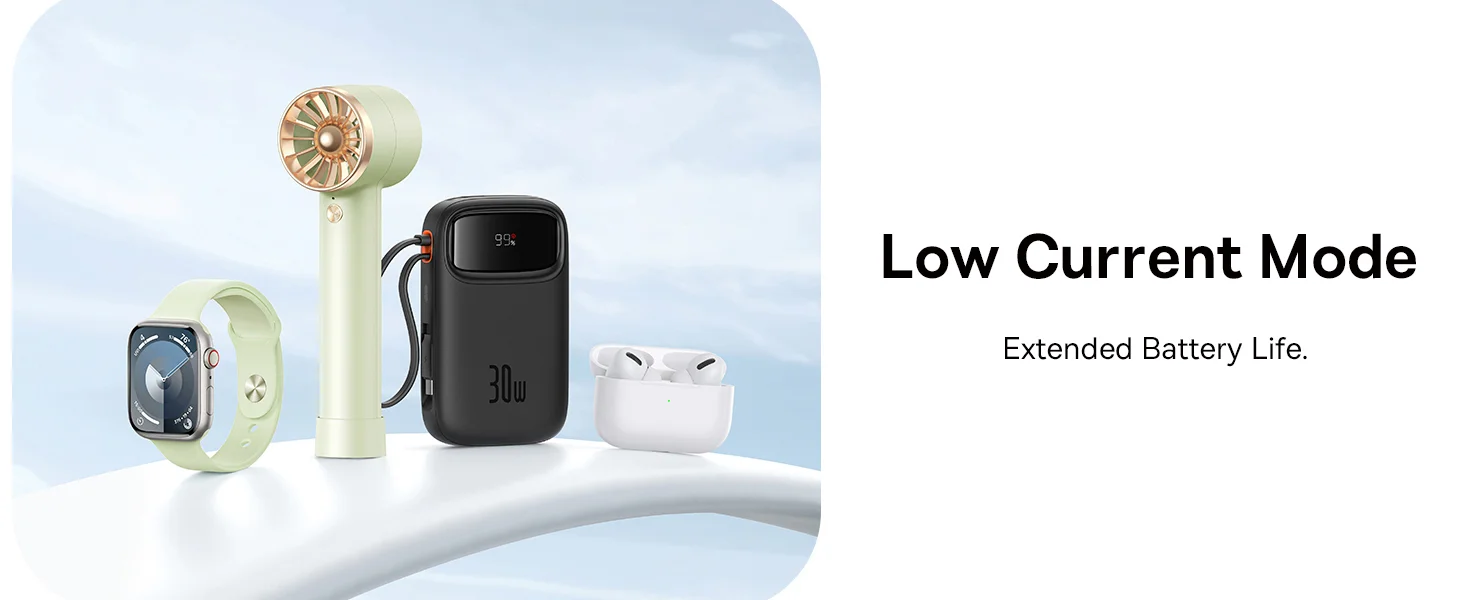 Baseus QPow2 20000mAh 30W Fast Charge Power Bank with Built-in Dual Type-C Cable - Black - Thumbnail 14