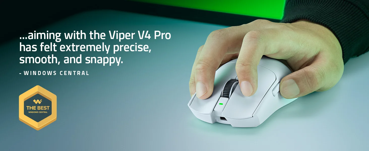 ماوس ألعاب Razer Viper V4 Pro لاسلكي للرياضات الإلكترونية، 50K DPI، أبيض - Thumbnail 12