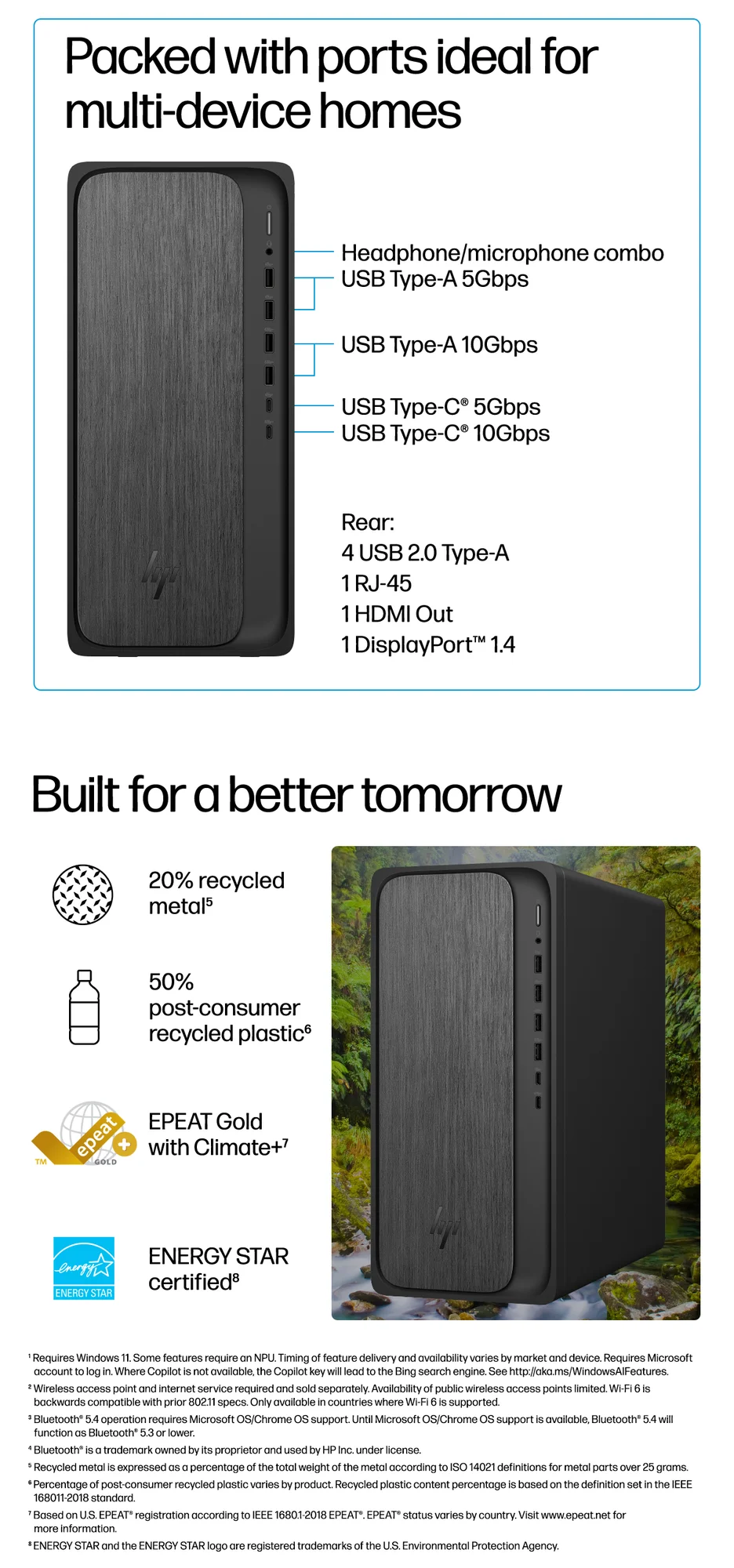 كمبيوتر مكتبي للألعاب HP OmniDesk M02-0234m Ryzen 7 8700G رام 16GB SSD سعة 1TB Radeon 780M أسود - Image 10